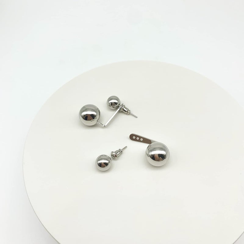 Surrounded Forest Store Double Ball Jacket Earrings for Women Front Back 2 in 1 Stud Earrings Pearl Ball Earrings - Image 5